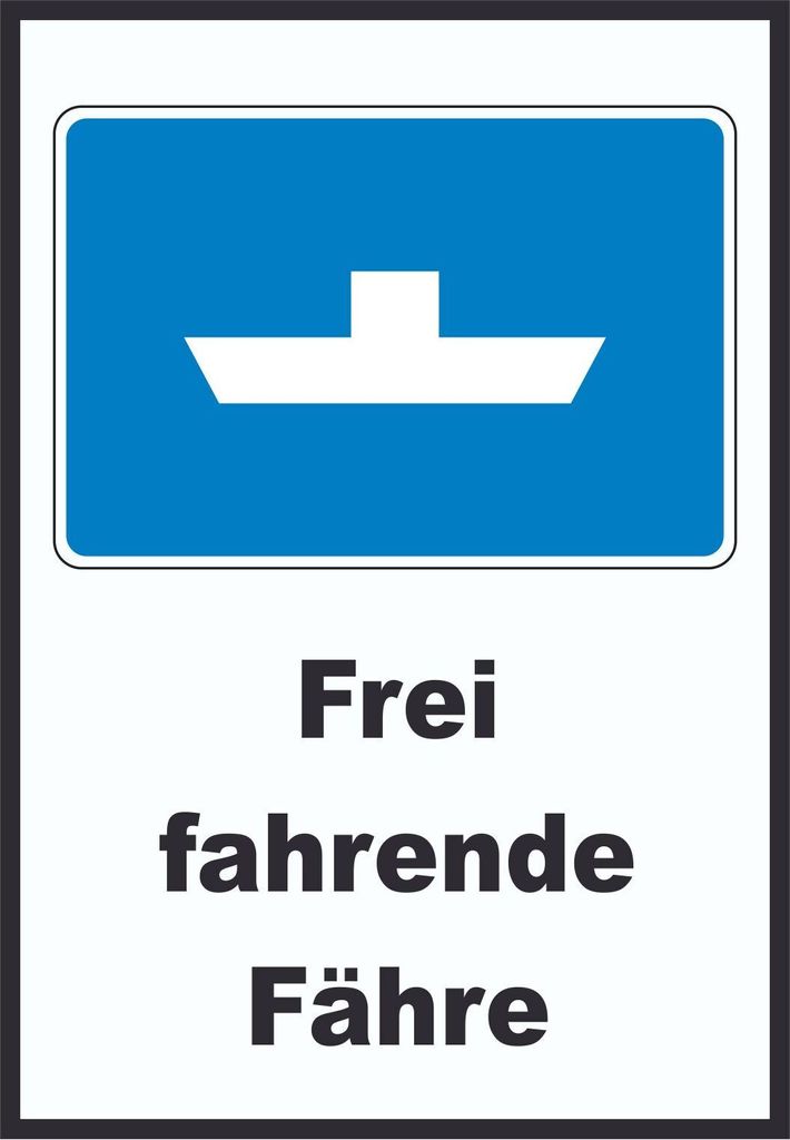 Frei fahrende Fähre Symbol und Text A5 Rückseite selbstklebend