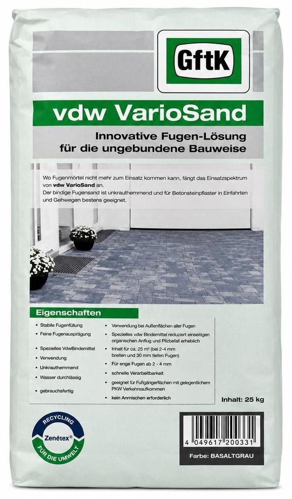vdw VarioSand basaltgrau 25kg Fugensand für enge Fugen von Immagine del prodotto 