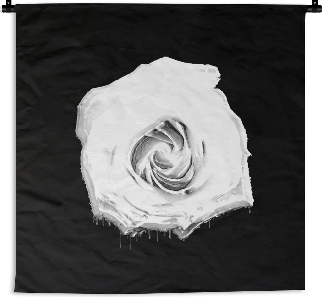 MuchoWow Wandteppich Wandbehang Blumen - Licht - Schwarz - Weiß 150x150 cm Tapisserie Dekoration Wandtuch - Wohnaccessoires - Modernes