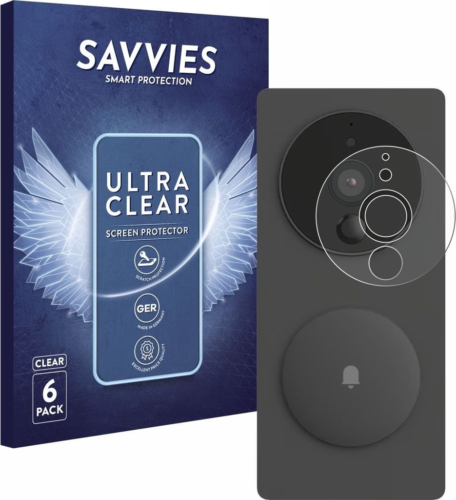 6x Für Aqara SVD-KIT1 (Smarte Video-Türklingel G4) Schutzfolie Savvies Displayschutz Display Schutz Folie Klar Transparent
