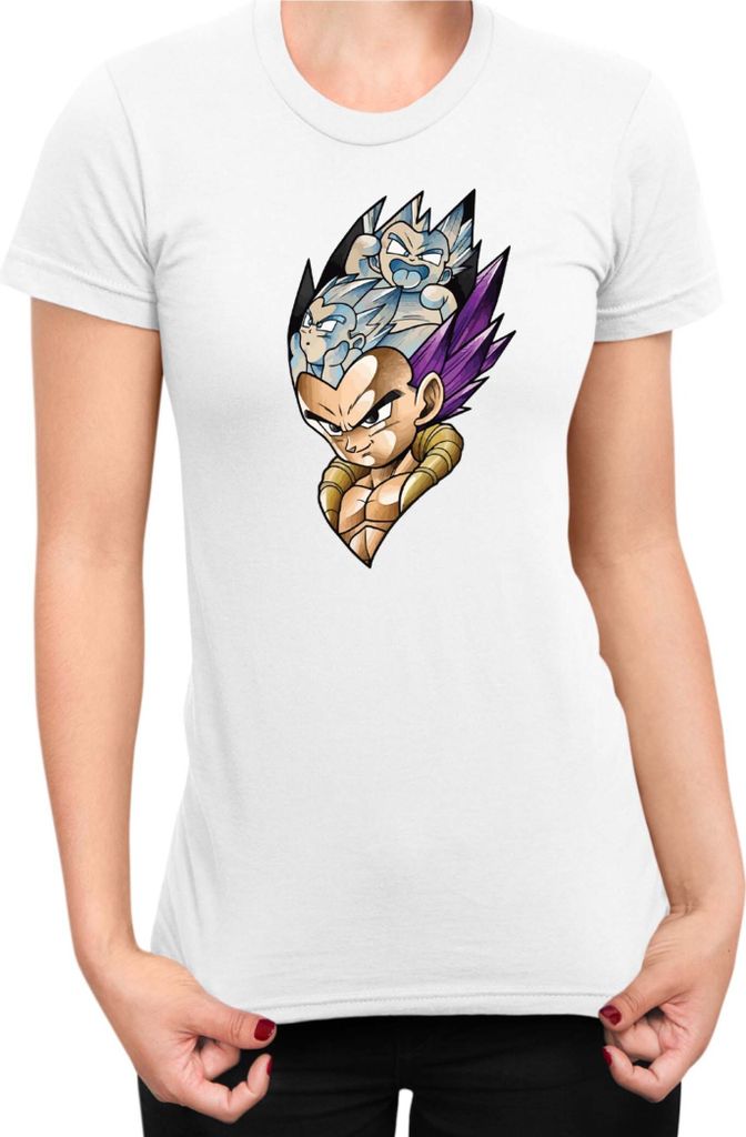 Damen T-Shirt Dragon Anime Manga Ball Z Vegeta 01, Lady 2XL / Weiß