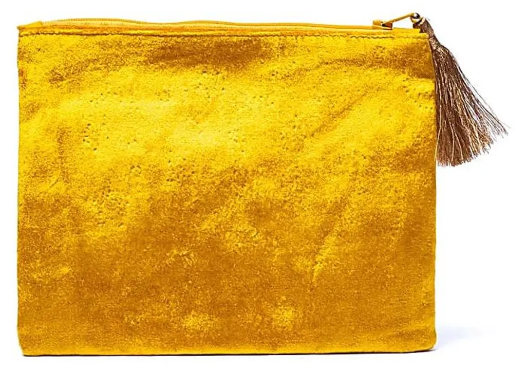Pochette Zippée Velours Jaune Soleil - Protégez vos Petits Objets