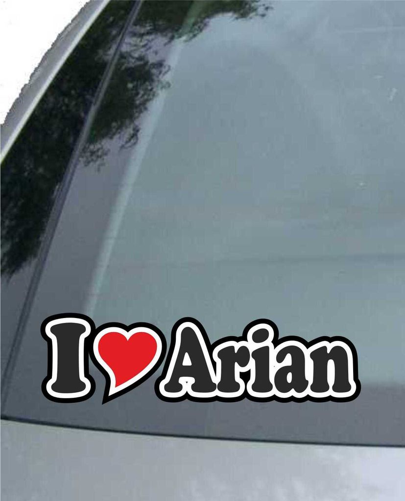 INDIGOS UG - Aufkleber / Autoaufkleber I Love Heart - Ich liebe mit Herz 15 cm - I LOVE Arian - Auto LKW Truck - Sticker mit Namen vom Mann Frau Kind