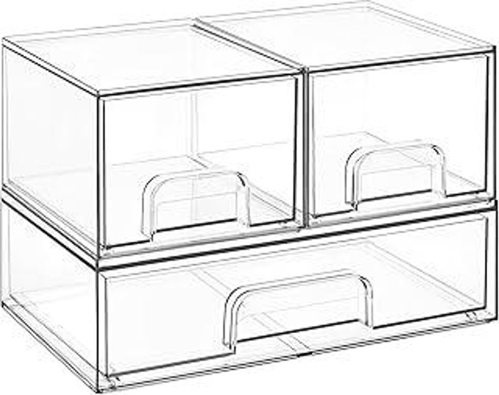 Vtopmart Boxen Aufbewahrung mit 3 Schubladen, Clear Schminktisch Organizer, Anti-Rutsch Organizer Schublade Benutzt für Badezimmer, Schminktisch, ...