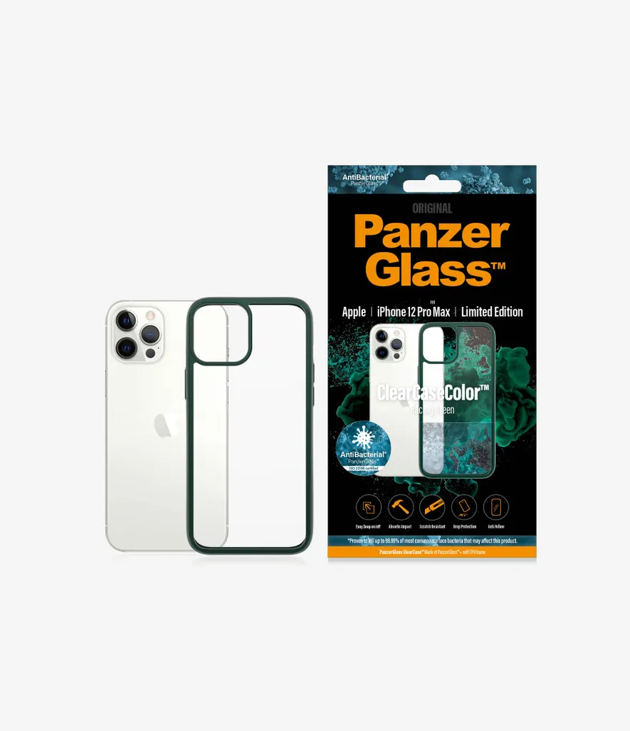 Panzerglass Clearcase iPhone 12 Pro Max - Custodia Vetro Temperato Verde