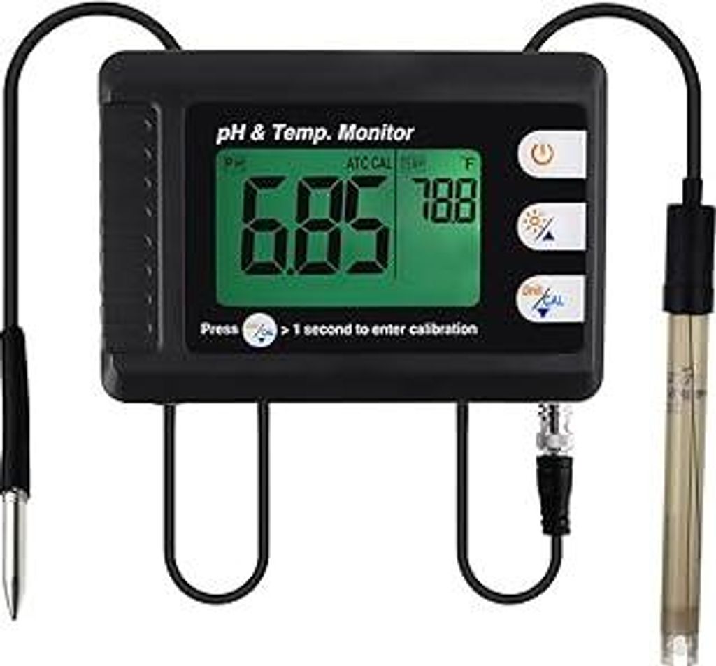 Fachmann pH & Temperatur Meter mit ATC und Automatisch Calibration Funktion, Wasser Prüfer Messung für Aquarium Hydroponik