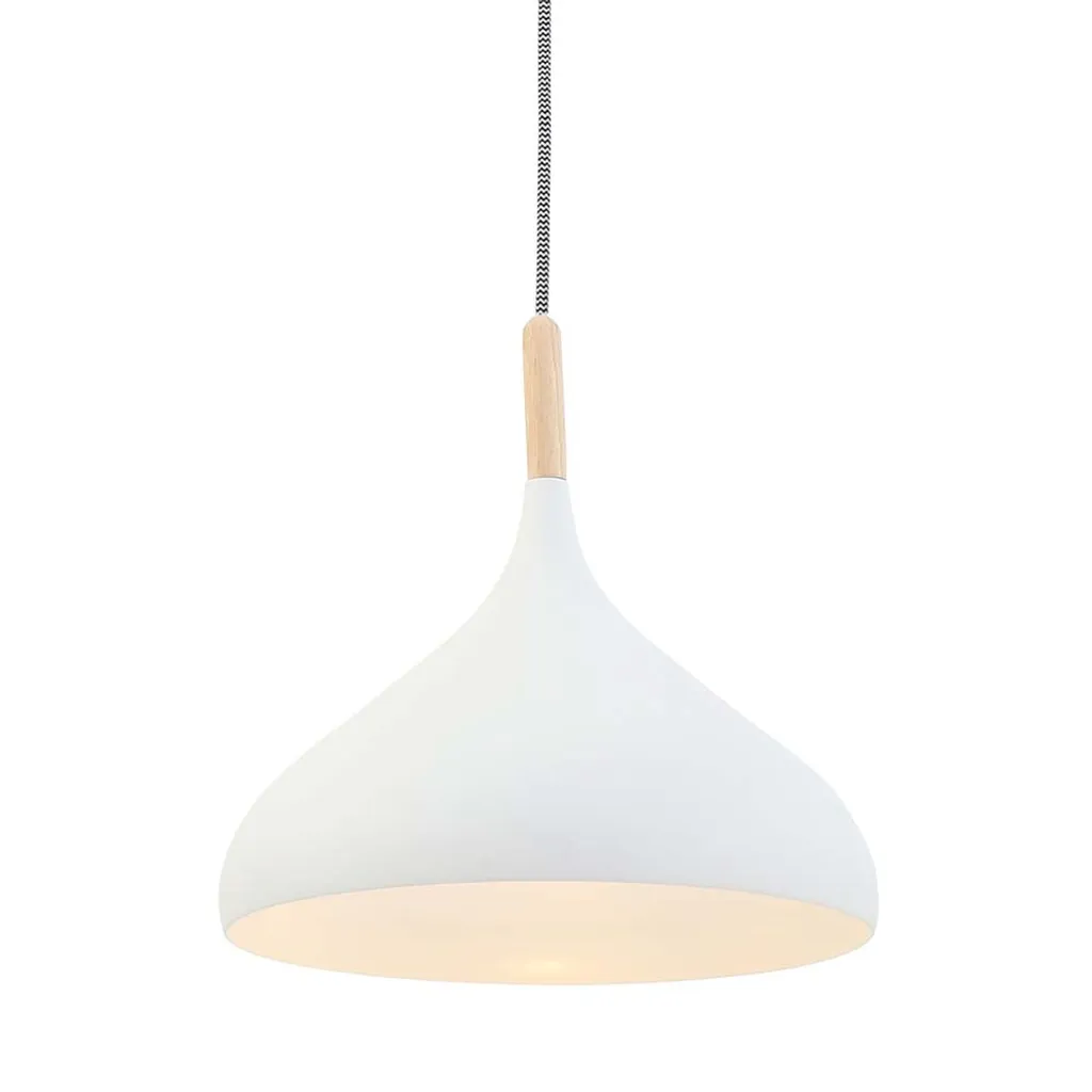 Suspension Blanche et Bois Ø 33cm Mexlite Bjorr - Éclairage Design E27