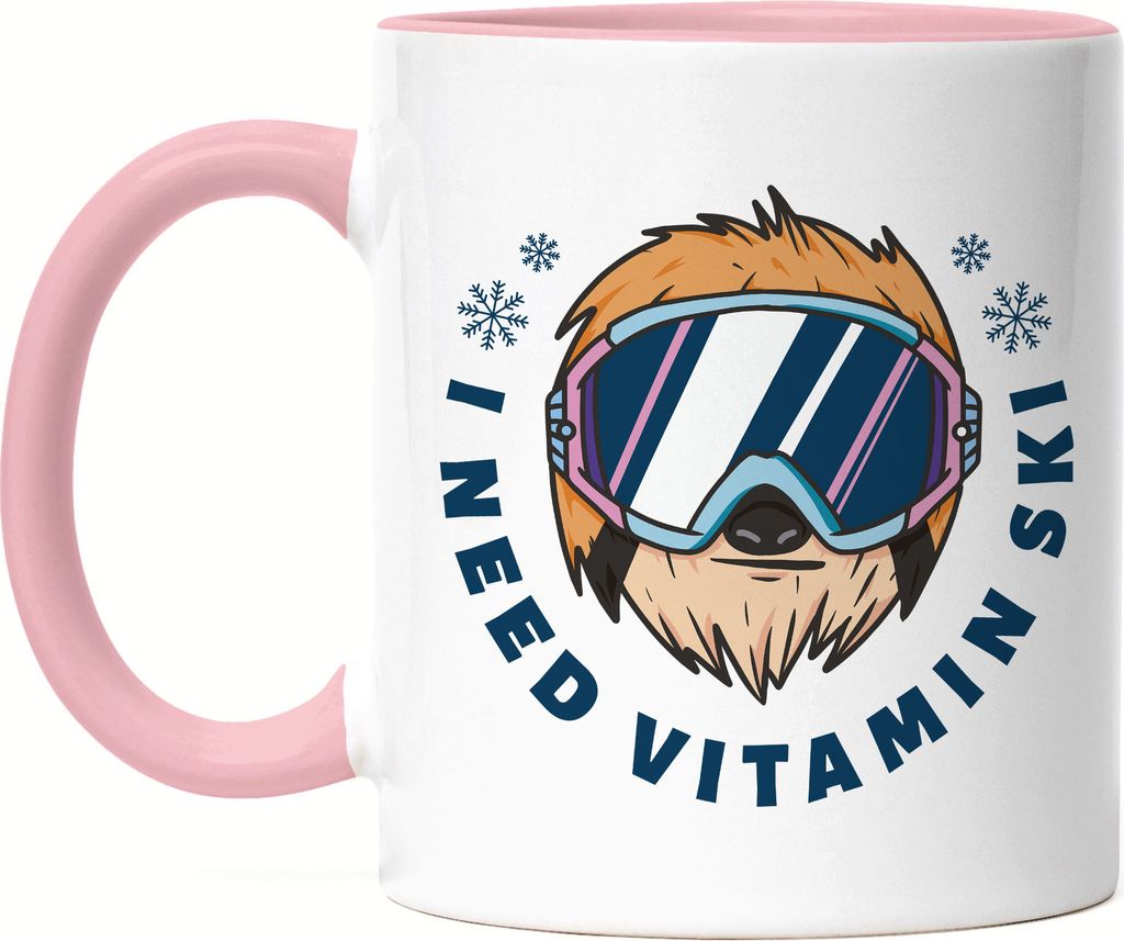 I Need Vitamin Ski Tasse Rosa Wintersport Ski Fahren Skifahrer Skibrille Skipiste Winter Bewegung Sport Skilift