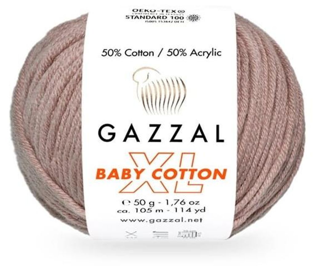 Wolle Gazzal Baby Baumwolle XL 3434 cappuccino - Stricken & Produktbild 