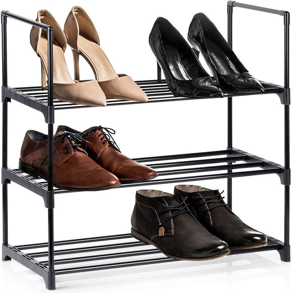 Vilde | Schuhregal - Schwarz - 3 Ebenen - 57 x 28 x 55 cm - Metall - Schuhaufbewahrung