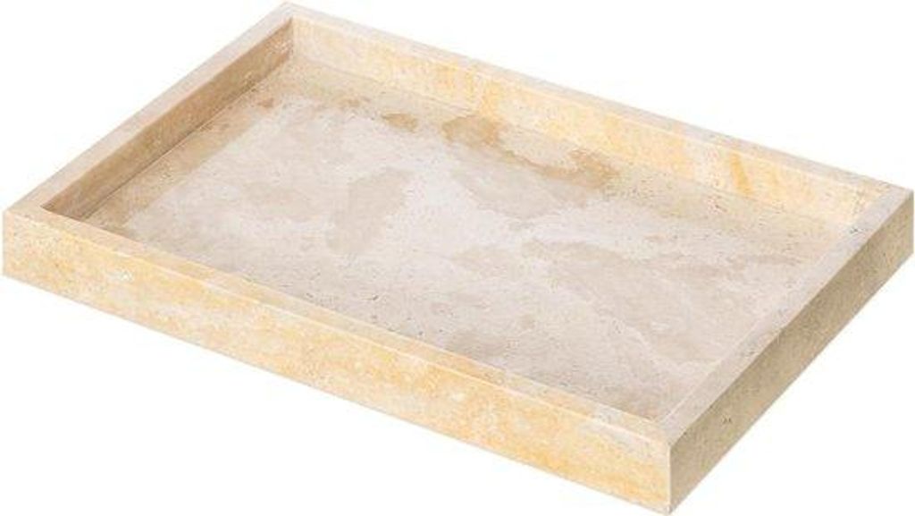 Naturstein-Rechthoekiges Kaarsenplateau 30x20 cm - Beige Deko-Platteau für Badkamer-Accessoires