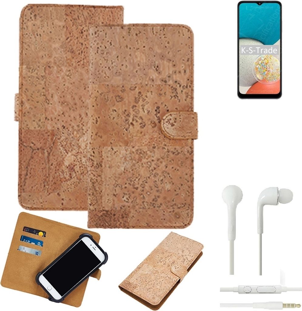 K-S-Trade Hülle kompatibel mit Samsung Galaxy Wide5 + in ear Kopfhörer Kork Handyhülle Cover Schutzhülle TPU Case Bumper in Hellbraun, (1x)