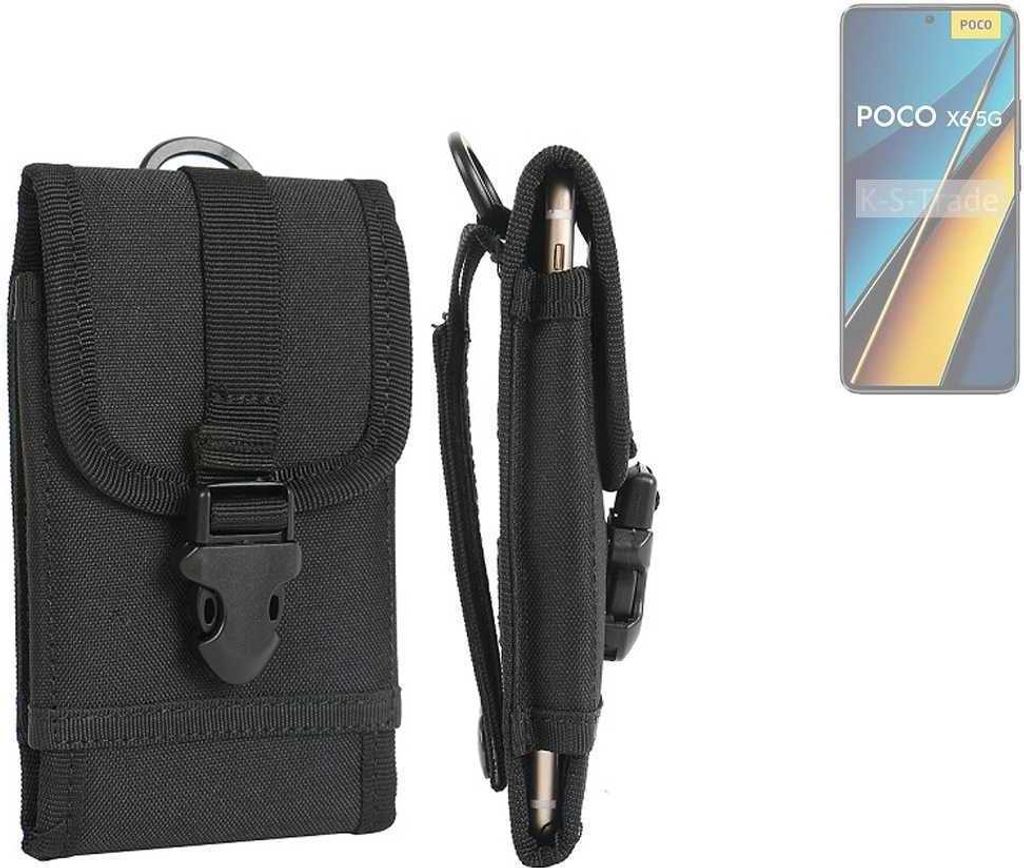 K-S-Trade Holster Handy Hülle kompatibel mit POCO X6 Holster Handytasche Gürtel Tasche Schutz Hülle Robust Outdoor schwarz