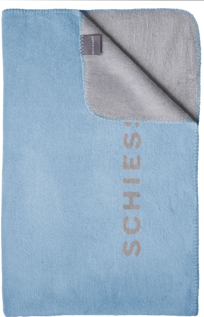 Schiesser Kuscheldecke Klara in Wendeoptik | Baumwoll-Mix | warm und flauschig | schadstoff | 150x200cm | Hellblau
