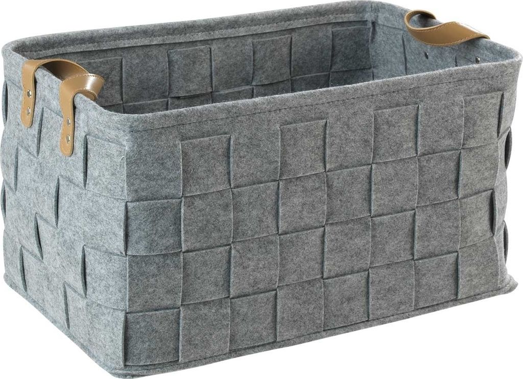 Aufbewahrungskorb - 41 x 23 cm - Hellgrau - Filzgeflecht - mit Tragegriffen