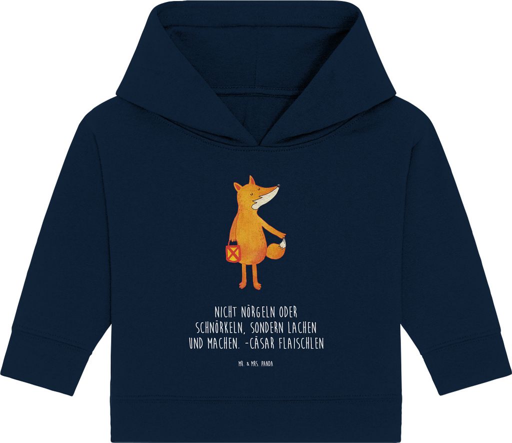 Mr. & Mrs. Panda Organic Baby Hoodie Fuchs Laterne 24. - 36. Monat - French Navy - Geschenk, Optimistisch, Kapuzenshirt, Füchse, Sankt Martin, Pos...