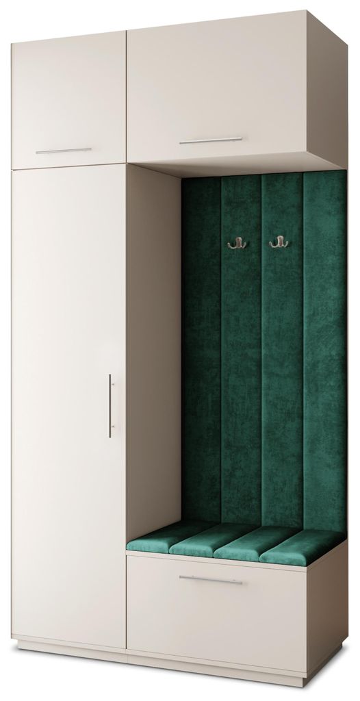 Masseno Garderobe-Set REMA 120/240/60 cm Modern Garderobenschrank Kaschmir, Veloursstoff MONOLITH 37 (Grün)