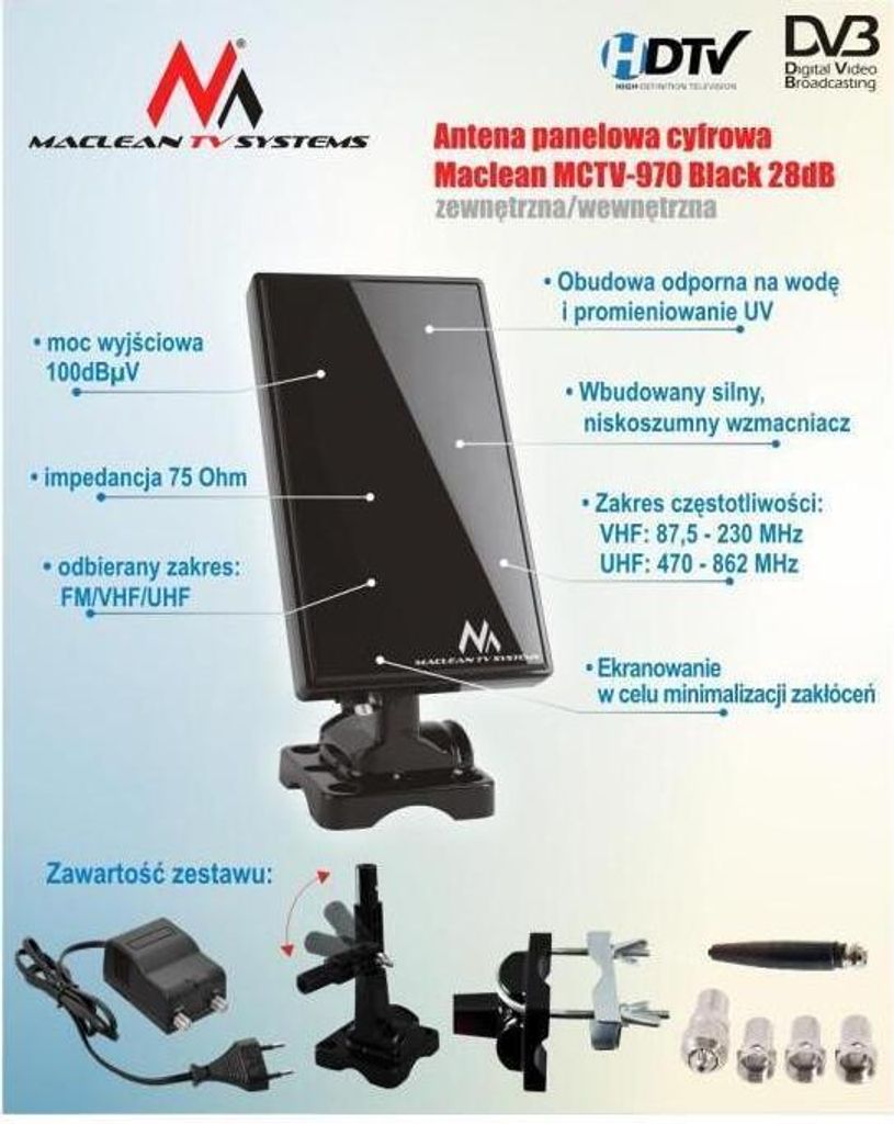 Maclean DVB-T2 Antenne Außenantenne Zimmerantenne Aktive TV Produktbild 9