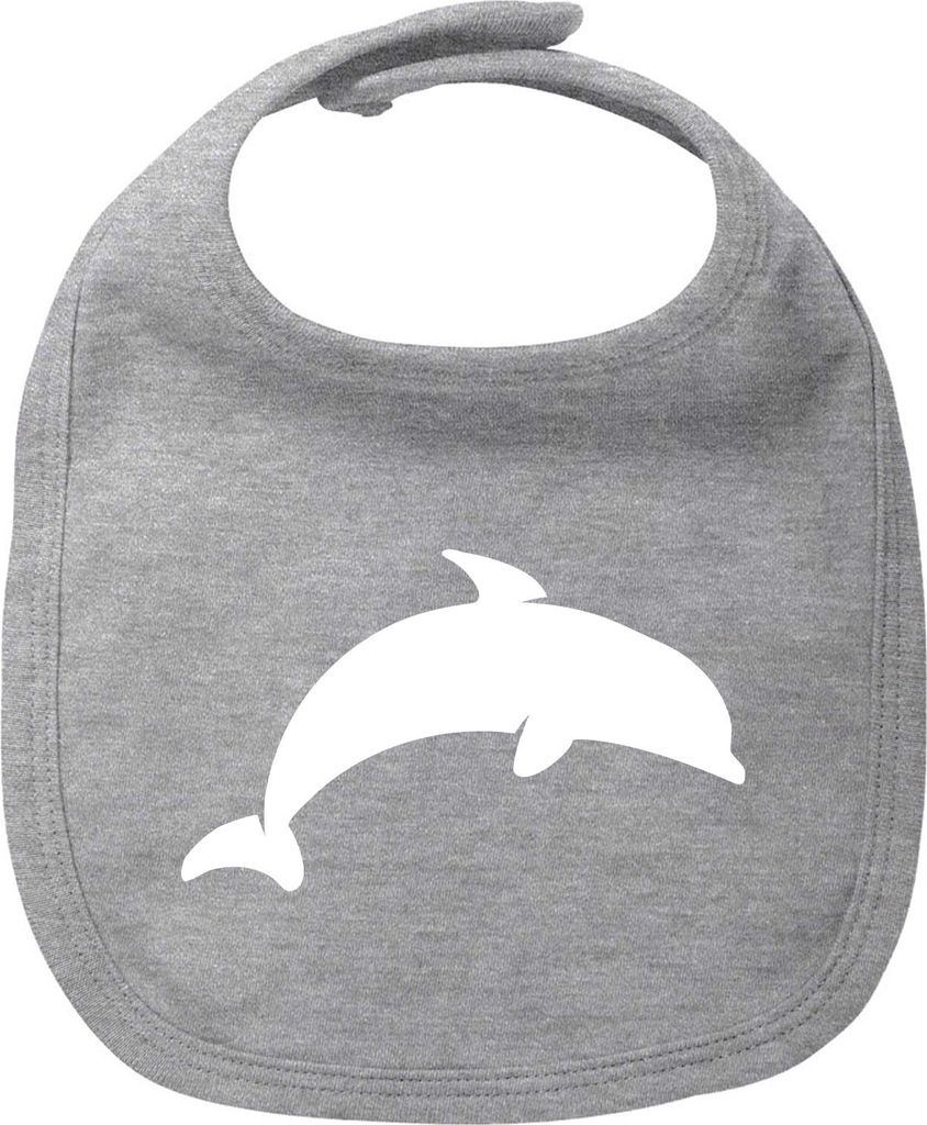 Huuraa Baby Lätzchen Delfin Silhouette Heather Grey Klettverschluss Baumwolle Latz Geschenkidee