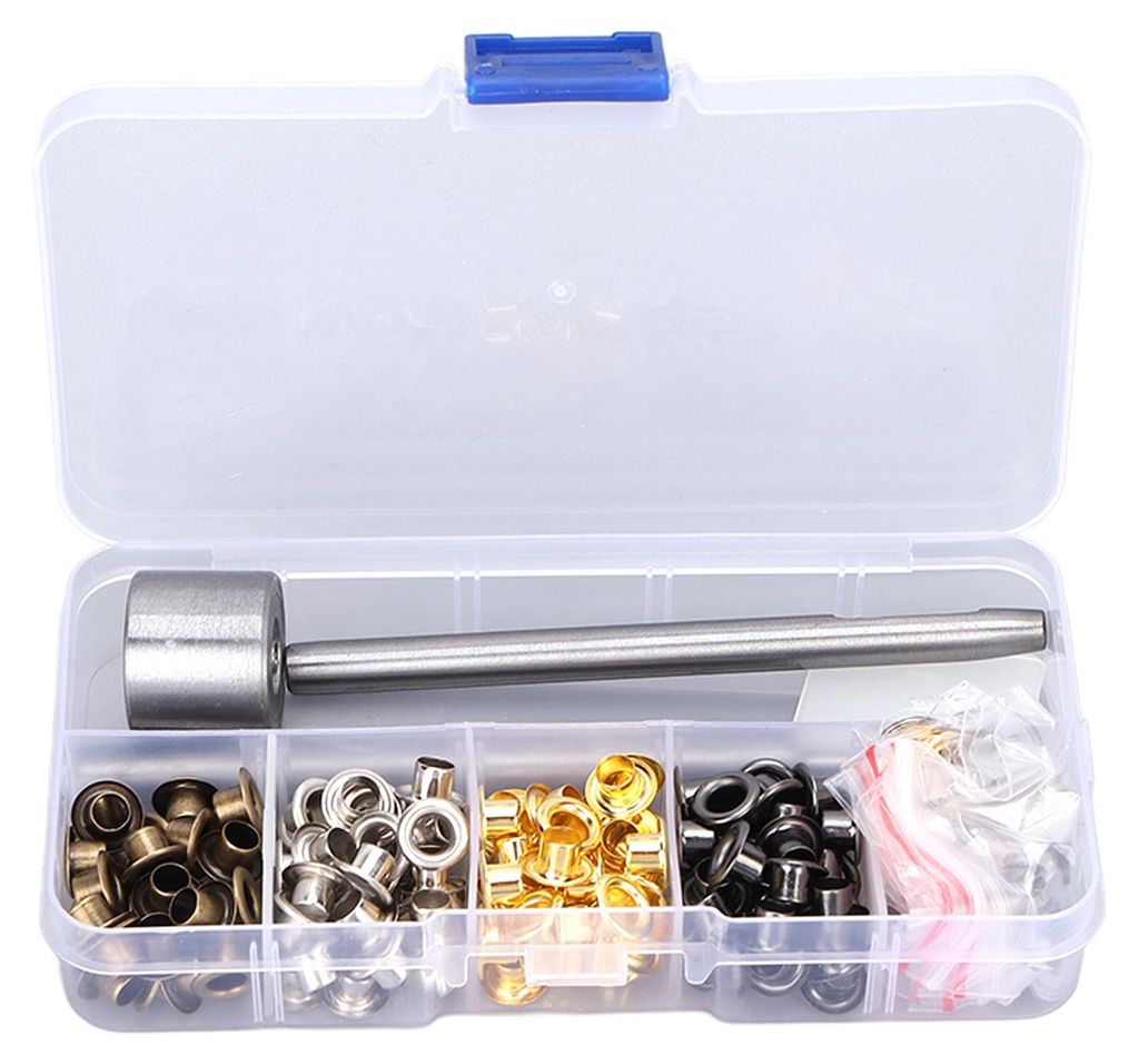 ösen-Set (4,5 mm) aus verkupfertem Metall mit Aufbewahrungsbox für Kleidungsmodifikationen und DIY-Projekte