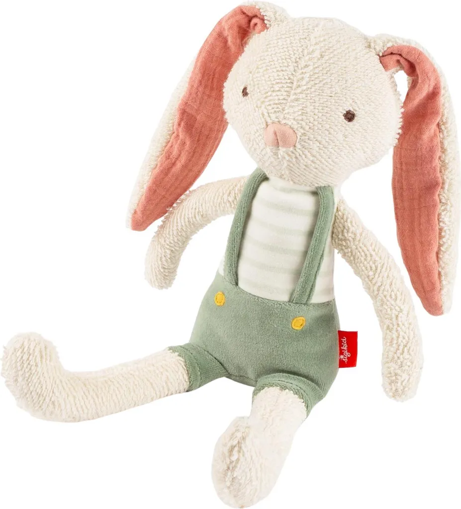 Doudou Lapin Sigikid 34 cm : Le Compagnon Anti-Pleurs Vert et Blanc