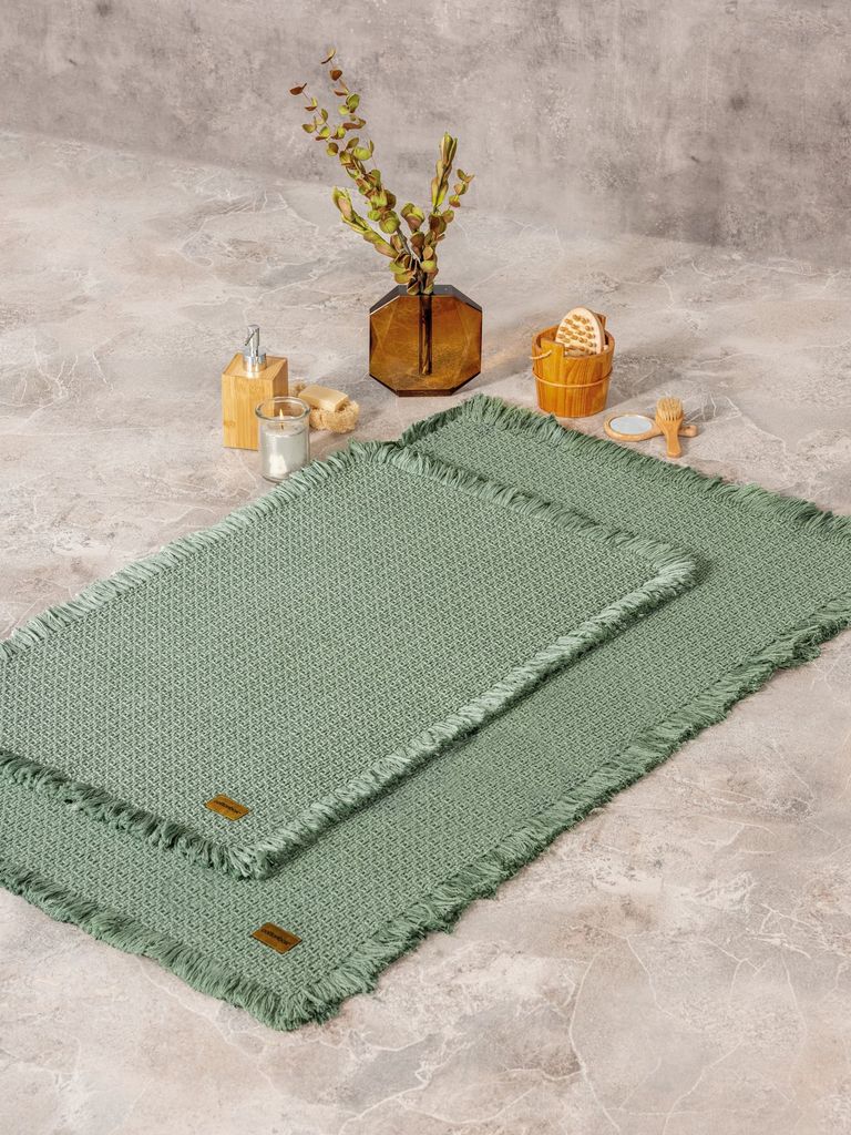 Mijolnir, Bath Rug - Green, Badematten-Set (2 Stück), Grün, 100% BAUMWOLLE, 75 x 125 cm