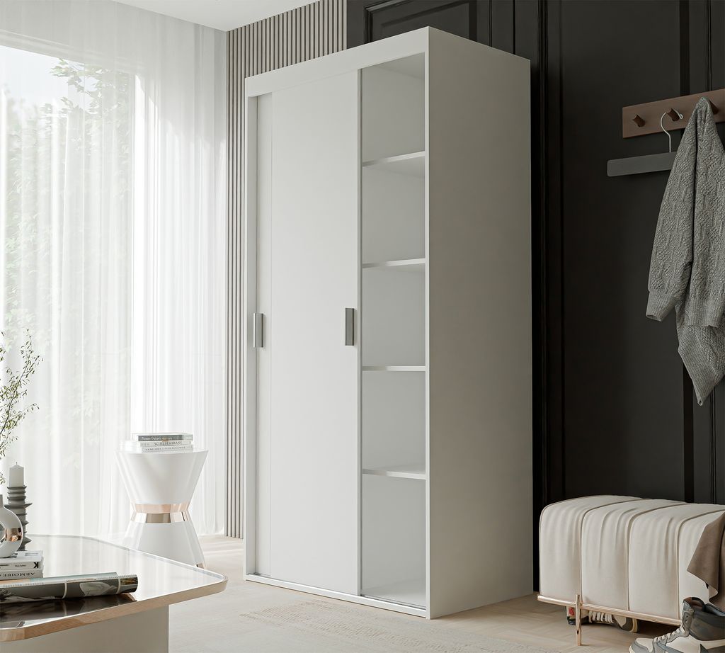 Armoire à portes coulissantes LUNA 100 cm avec étagères et Image du produit 