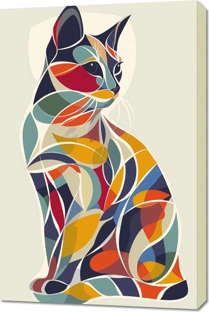 Tableau chat kaléidoscopique 60 x 90 - Couleurs vives et intenses
