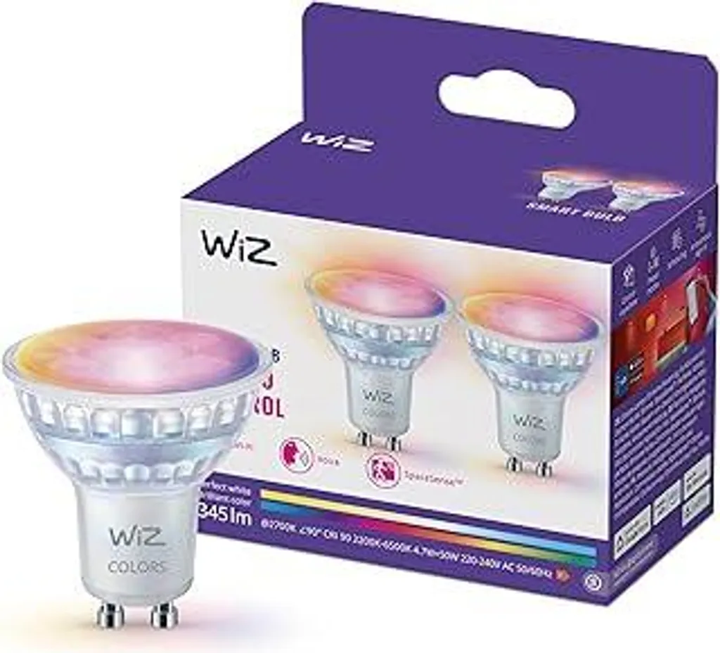 Faretti WiZ GU10 Smart Full Color 2pz - Compatibile Apple Home e Matter