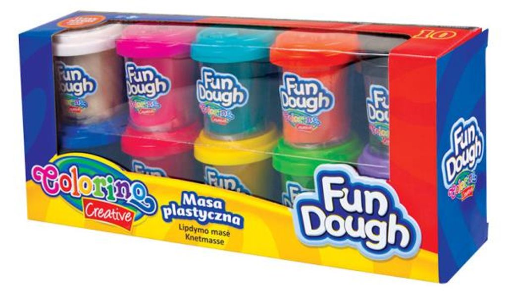 A box of colorful modeling dough.