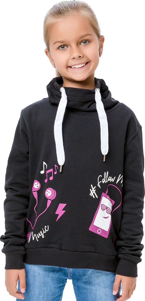 Mädchen-Sweatshirt Music - Schwarz - 128
