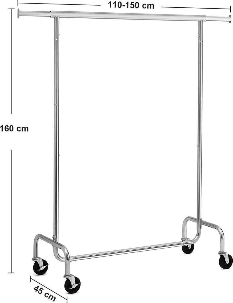 Chromowany wieszak na ubrania mobilna garderoba 150 cm Zdjęcie produktu 26