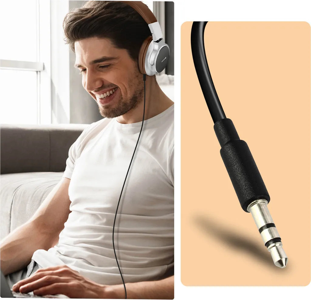 Casque d'écoute circum-aural Swissten Jumbo Brun avec micro intégré