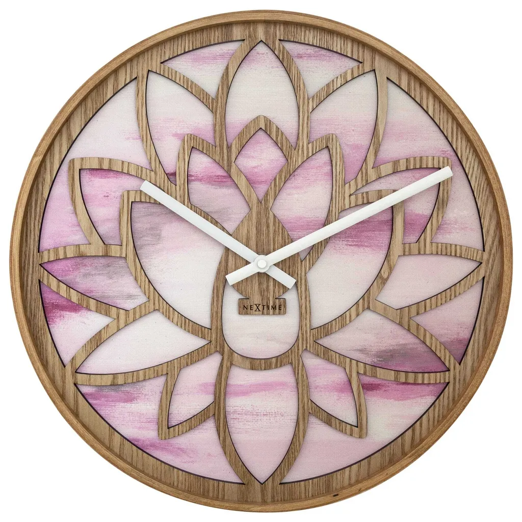 Horloge Murale Design Lotus NeXtime 3307 Rose - Cadran Verre 40cm Chic