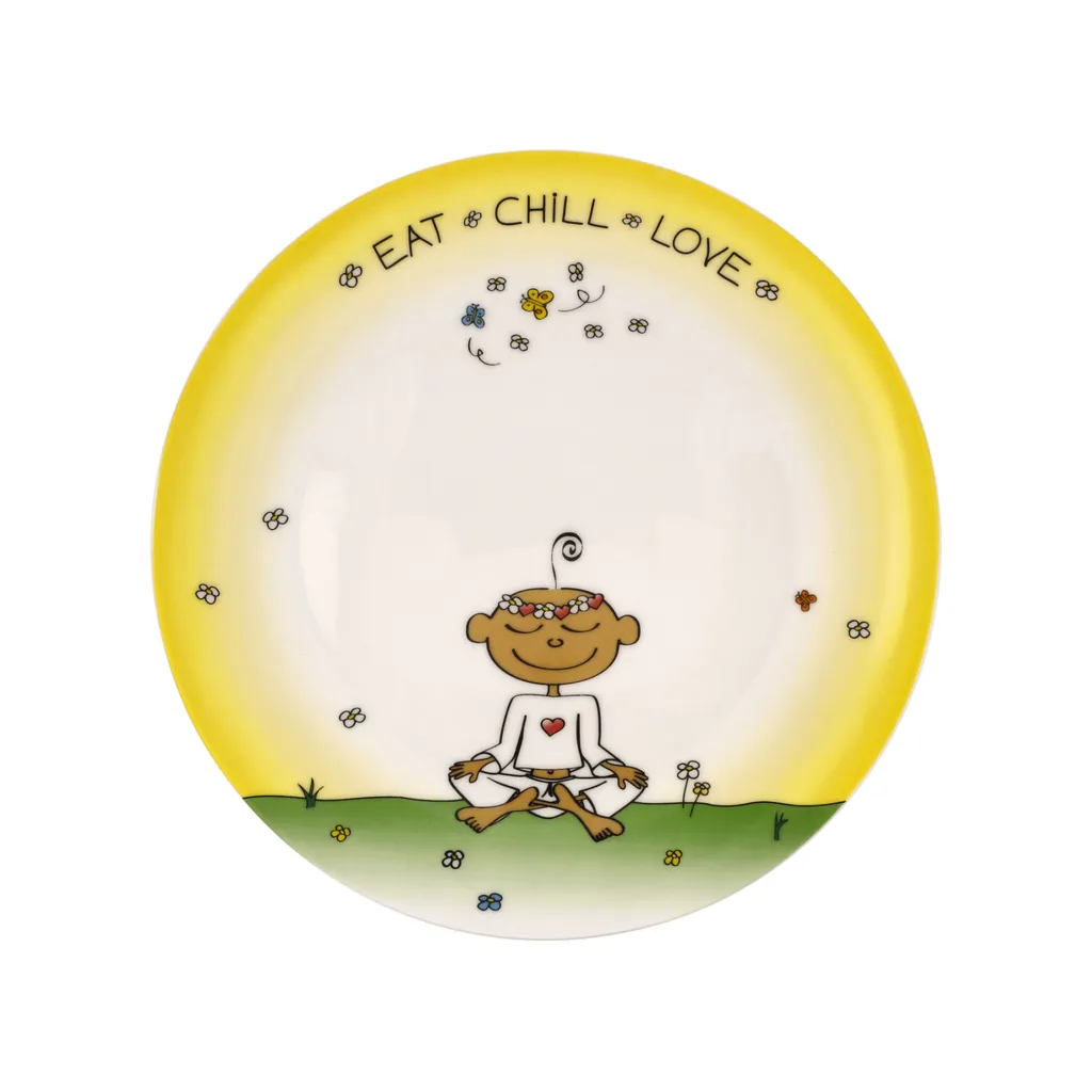 Assiette positive Goebel Der kleine Yogi Eat-Chill-Love anti-stress 21cm