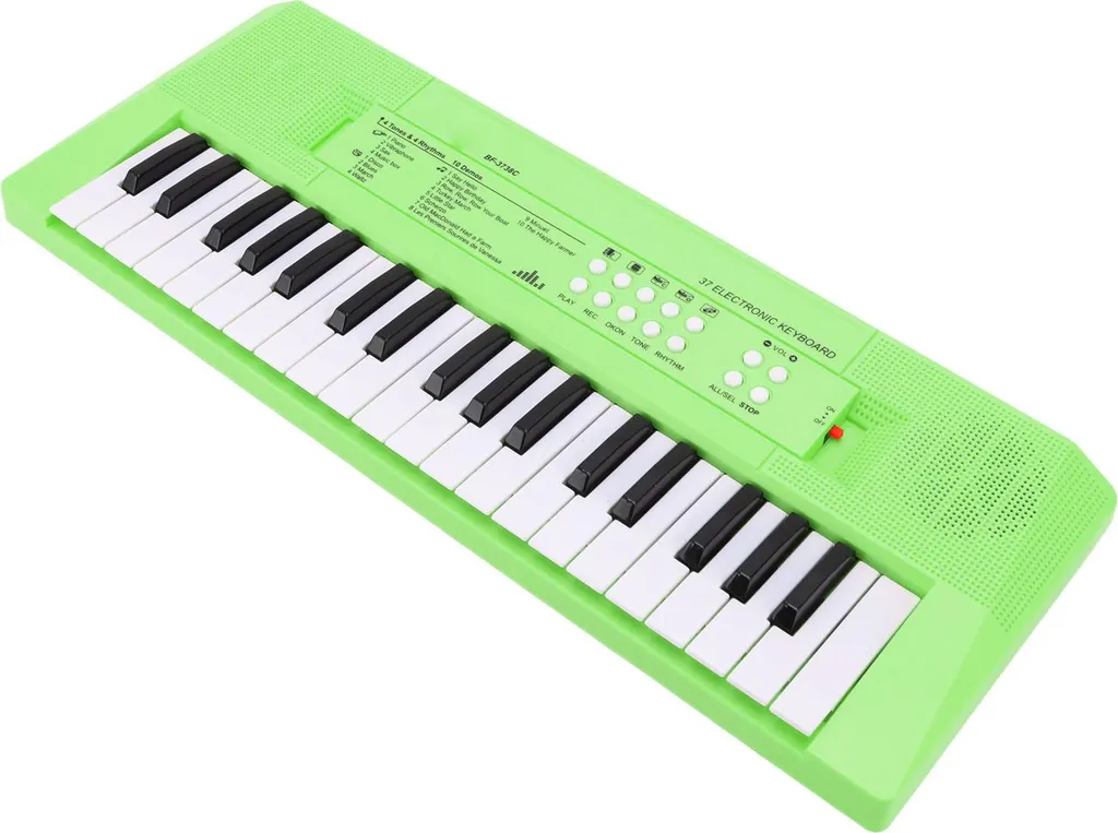 Clavier d'apprentissage musical enfant avec microphone, coloris Vert