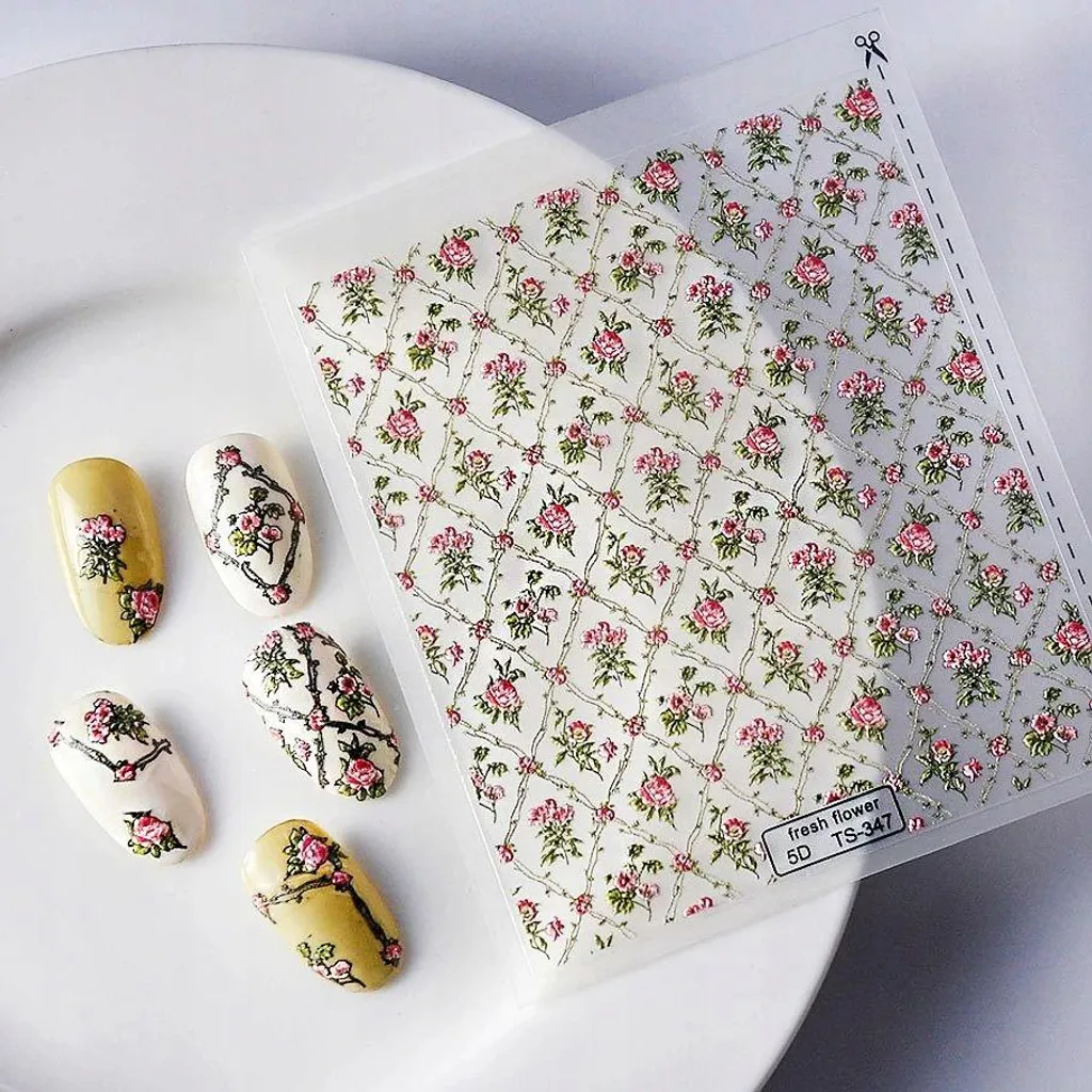 Sticker Unghie 3D Fiori in Rilievo - Nail Art Fai-da-Te Creativa