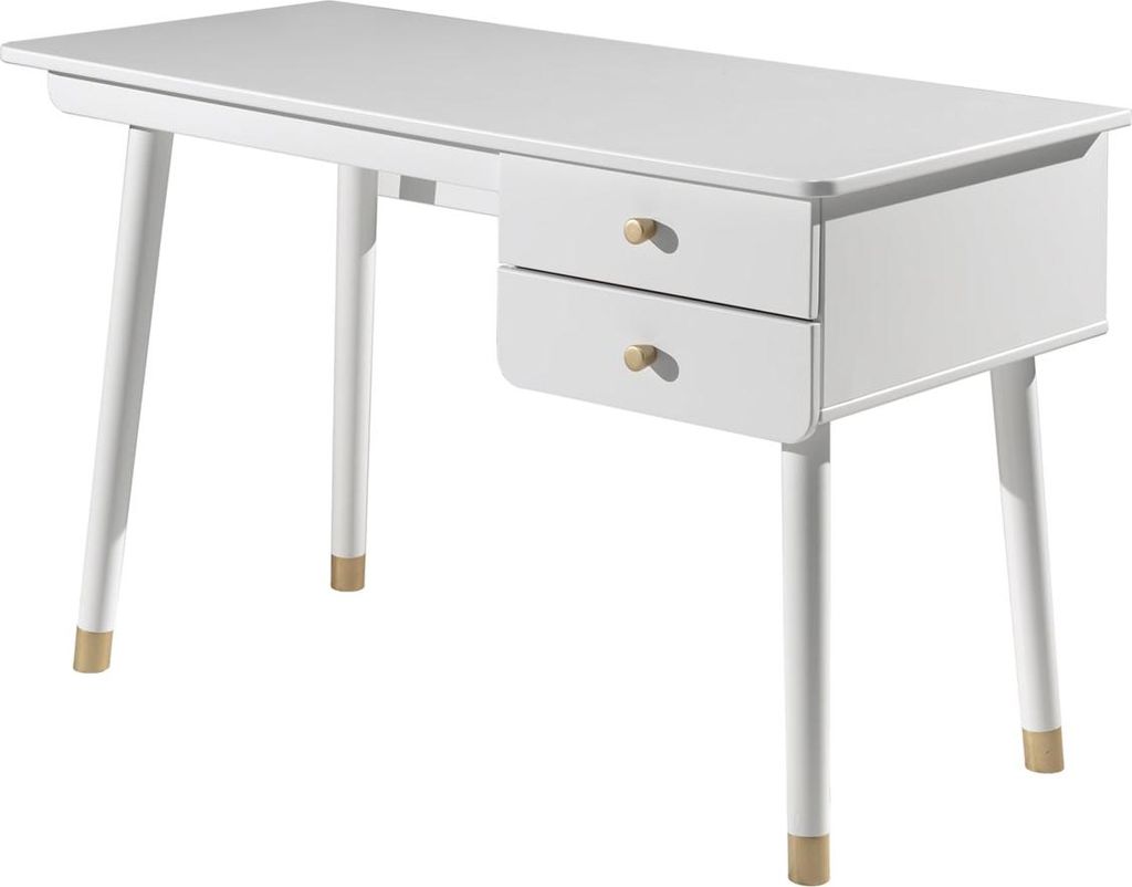 FURNLUX Schreibtisch Billy Weiss 125cm / Hauptfarbe: Weiß / Abmessungen: 125 x 60 x 76 cm