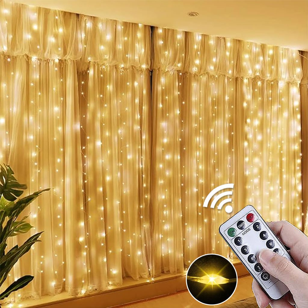 3x2M 200LEDs LED Lichterkette Lichtervorhang Warmweiß mit 8 Produktbild 