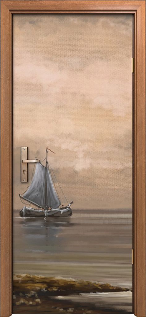 Türposter 80x200 cm Türaufkleber Türtapete Türfolie Klebefolie Meer Landschaft Fischer boote Schiffe