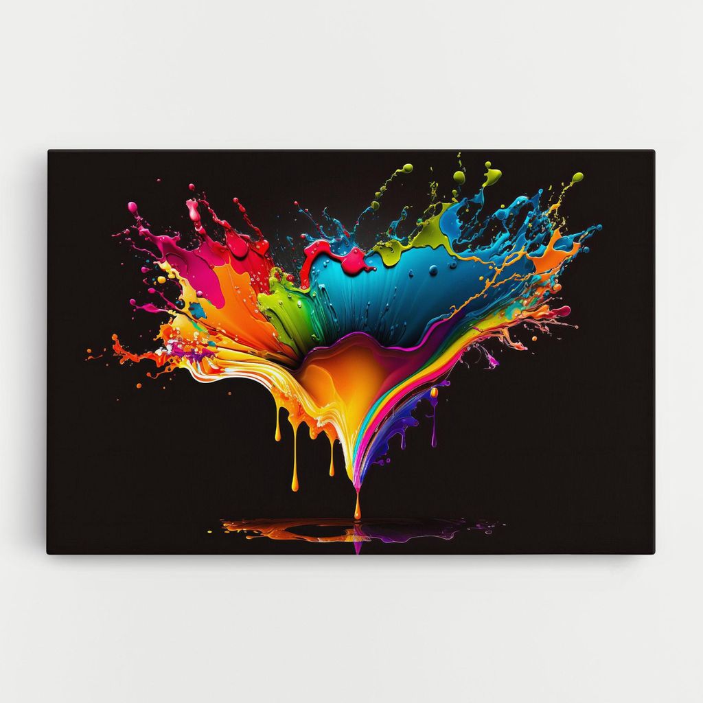 ARTHUB Leinwandbild 80x120 cm, Colorful Rainbow Splash | Wohnzimmerdekoration, Hängende Bilder, Wanddekoration, Heimdekoration, Abstrakte, Leben...