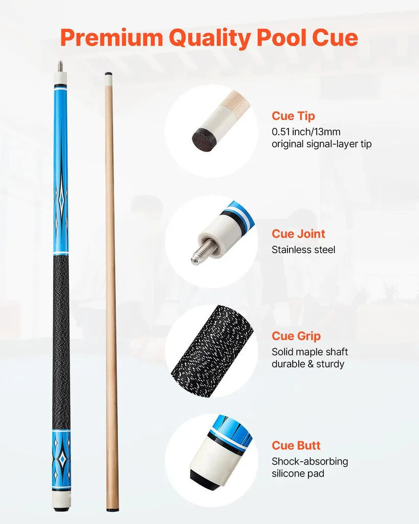Queue de billard SucceBuy en érable canadien, set de 4 pièces 147cm - 2
