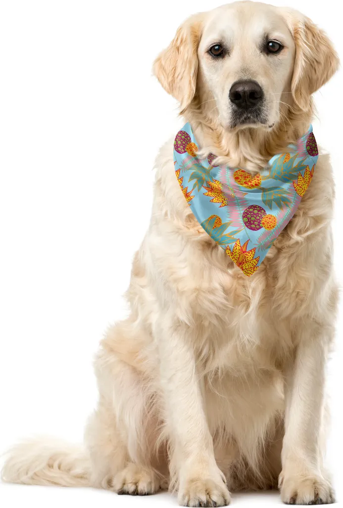 ABAKUHAUS Bandana botanica per animali domestici, piante tropicali astratte, 40x40 cm, blu pallido multicolore