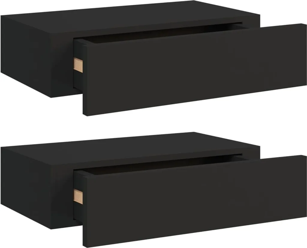 SYFAX™ Set 2 Scaffali con Cassetti Parete Neri 40x23,5x10 cm MDF