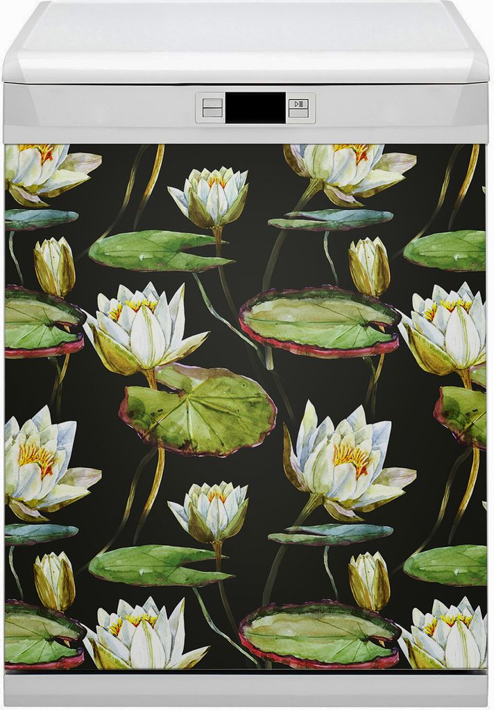 Magnet Folie für Geschirrspüler Küche Magnetmatte 60x80 cm Nachbildung Geschirrspüle - Blumen Lotus