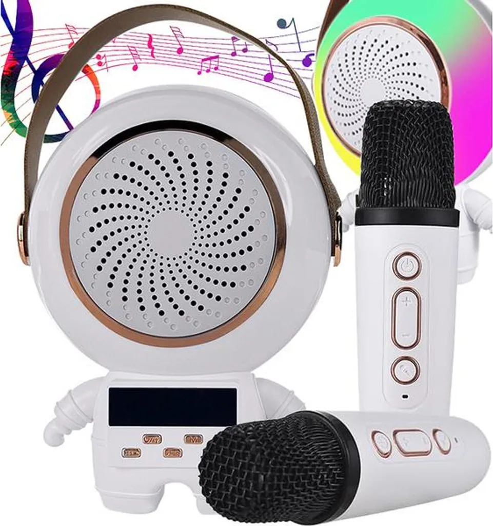 Set Karaoke Verk 27312 con 2 Microfoni Wireless - Bianco Professionale
