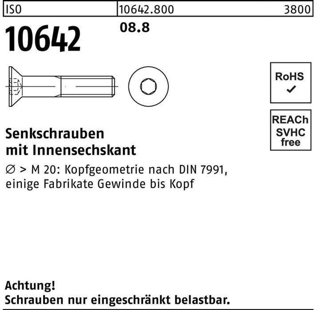 Reyher Senkschrauben ISO 10642 08.8 M 8 x 160 (100 Stück)