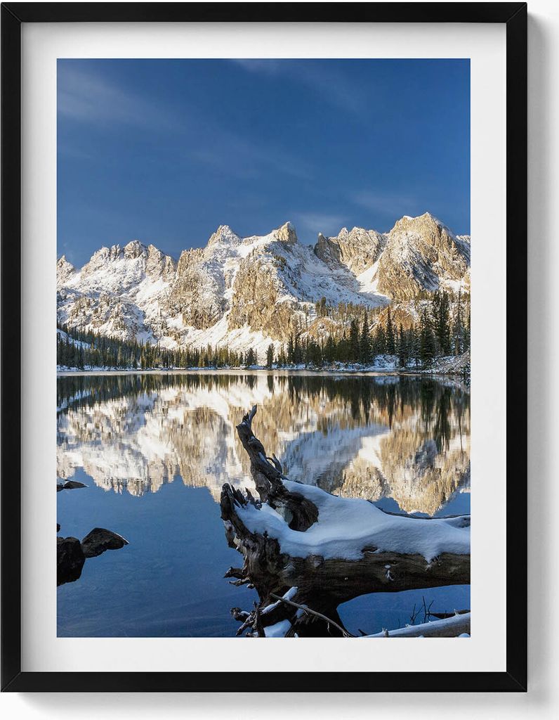 Gebirgslandschaft in der Natur– Wandbild mit Rahmen – Gerahmtes Bild – Wanddekoration – 60x80 cm – Schwarz Rahmen