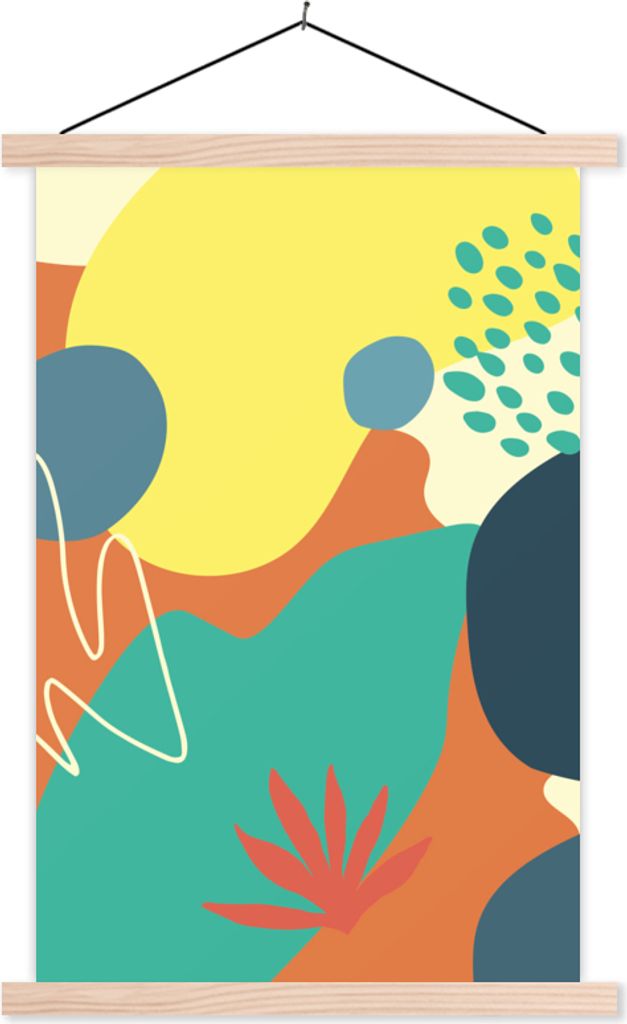 MuchoWow Textilposter Formulare - Zusammenfassung - Sommer 60x90 cm mit holzfarbenen Rahmen - Textil
