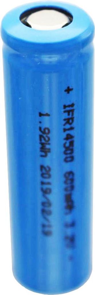 3,2 Volt Solar Akku Lithium IFR 14500 AA 600mAh LiFePo4 Akku Flat Top ungeschützt Masse 14,2 x 50,2mm